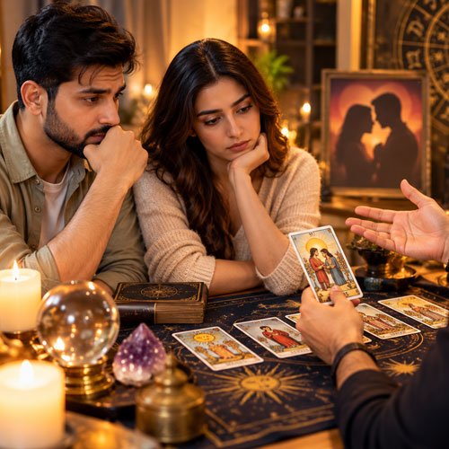 Tarot cards arranged for a personal reading